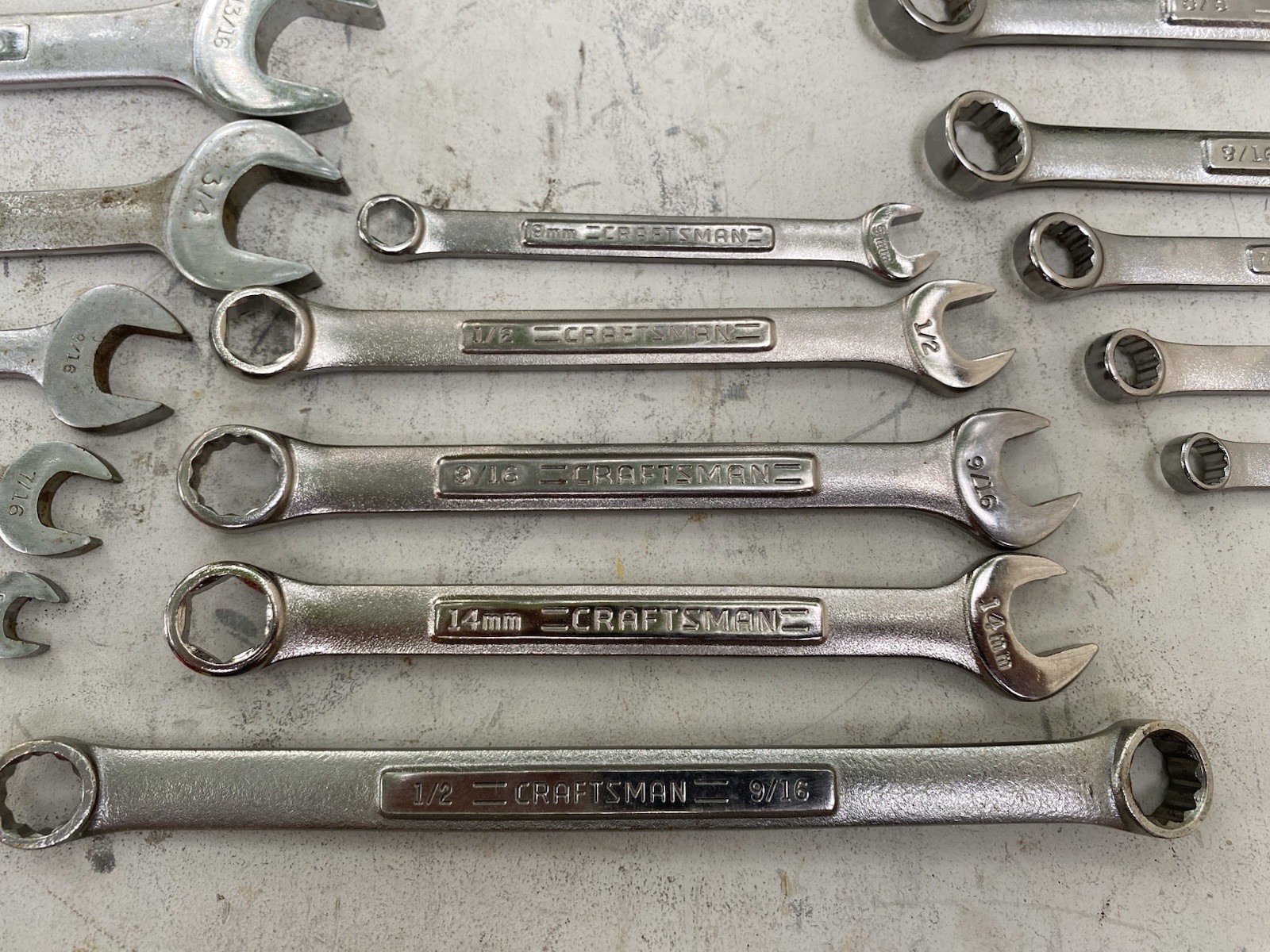 Craftsman Tools USA Lot Of 15 Assorted Wrenches Open Combination Box