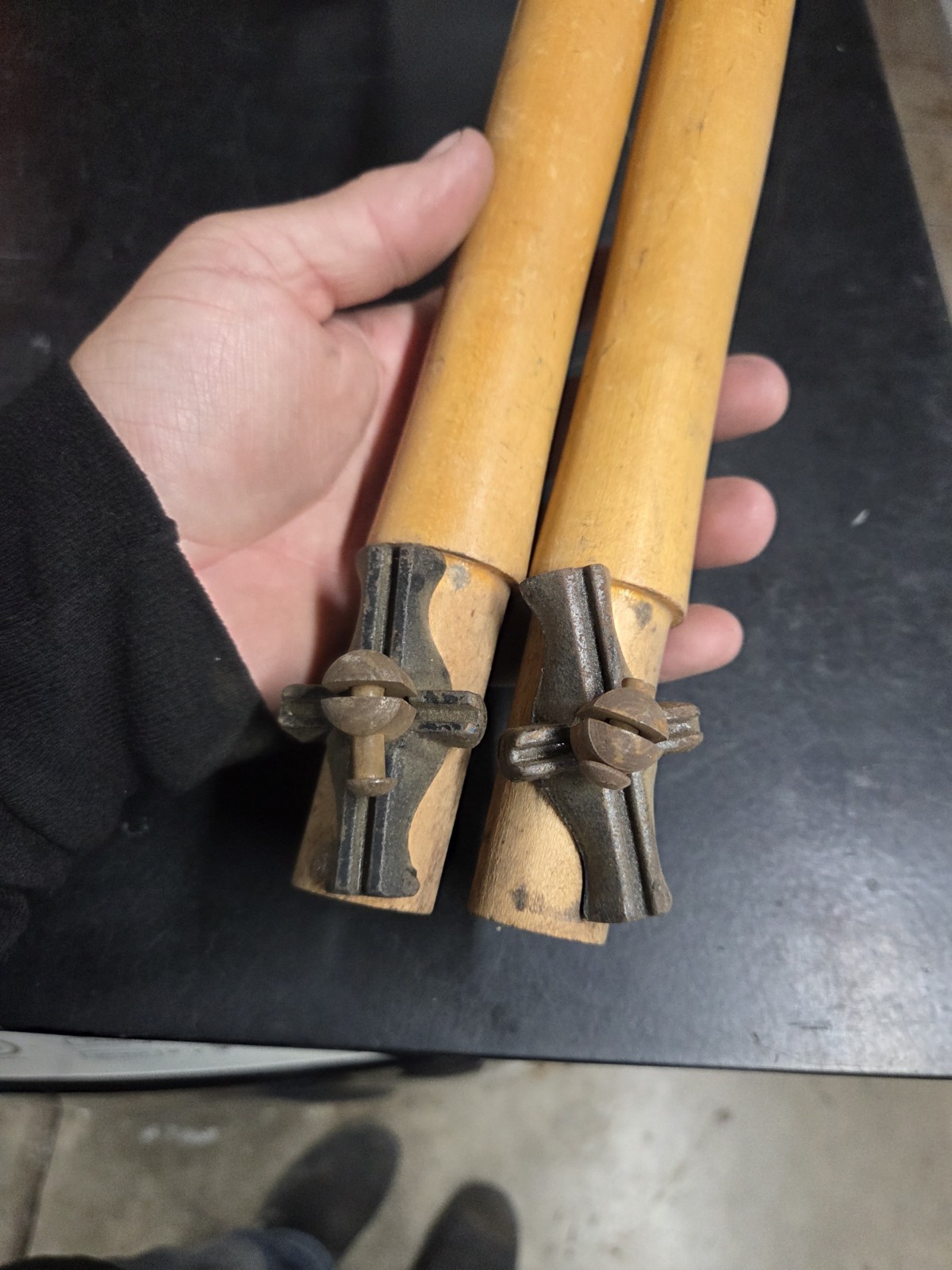 Pair H. Disston No 105 NOS 2 Handles for Crosscut Cross Cut Two Man Logging Saw