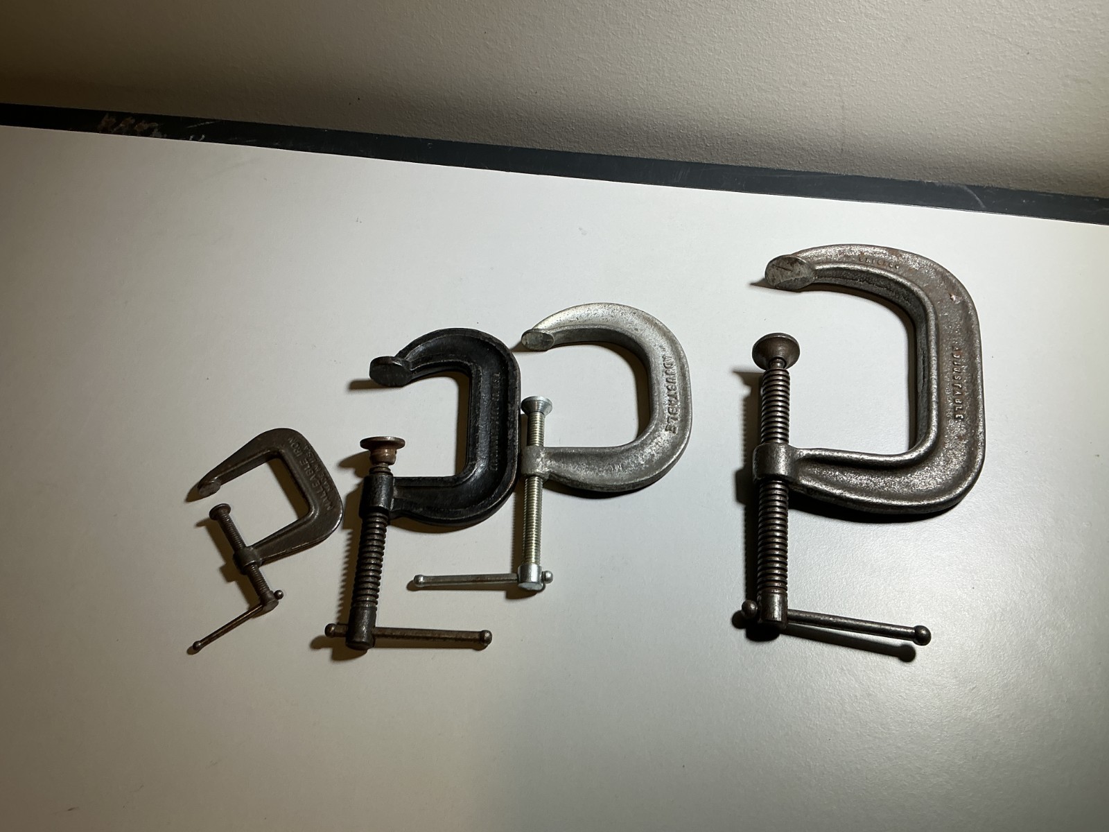 4 Vintage Clamp Adjustable, Hargrave, Malleable Iron