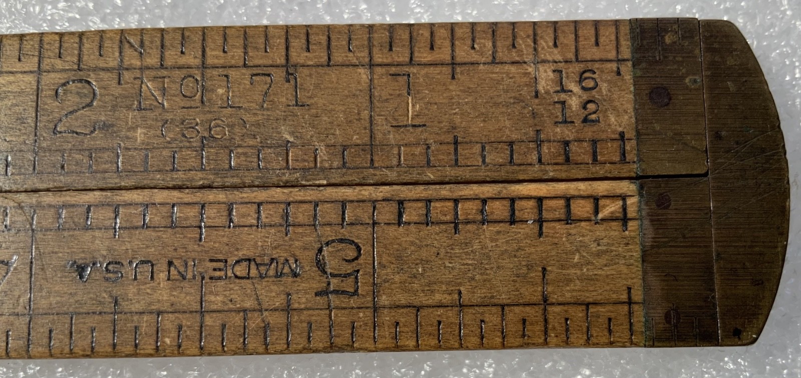 Vintage Small Lufkin Folding Rule Brass Bound #171 Made in U.S.A.