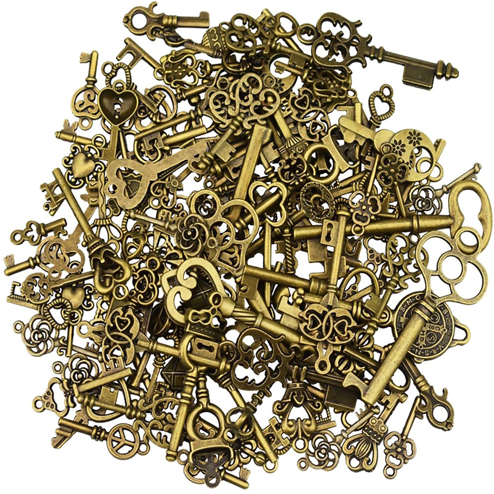 125pcs Retro Style Antique Mixed Skeleton Keys Furniture Cabinet Old Locks