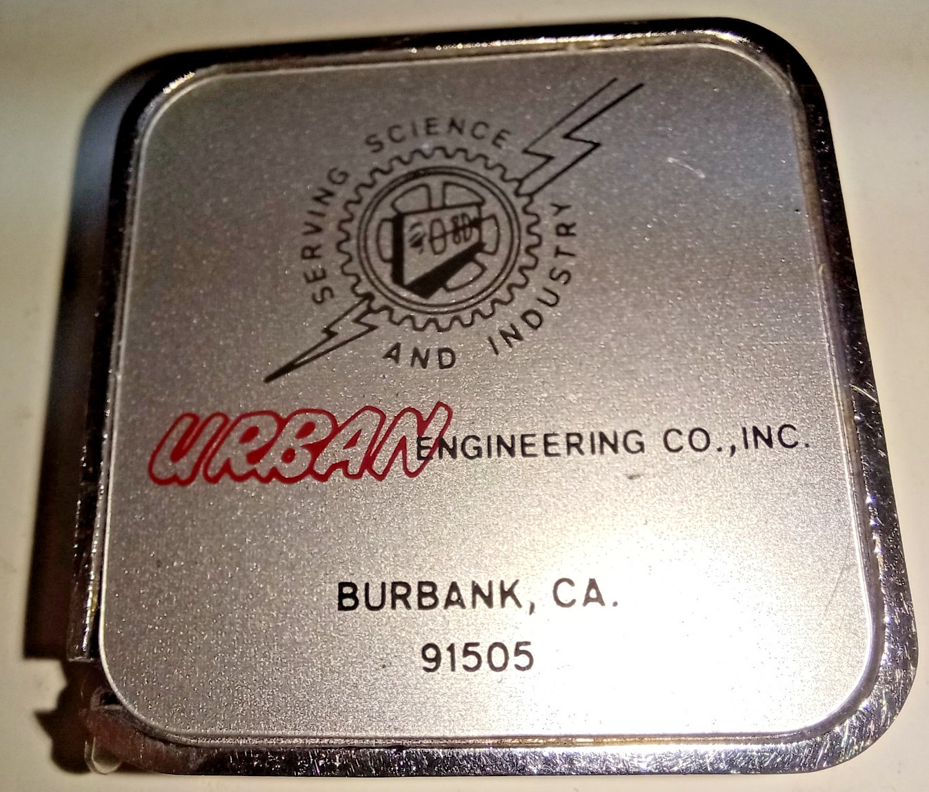 VINTAGE BARLOW ADVERTISING TAPE MEASURE – URBAN ENGINEERING – BURBANK CALIFORNIA