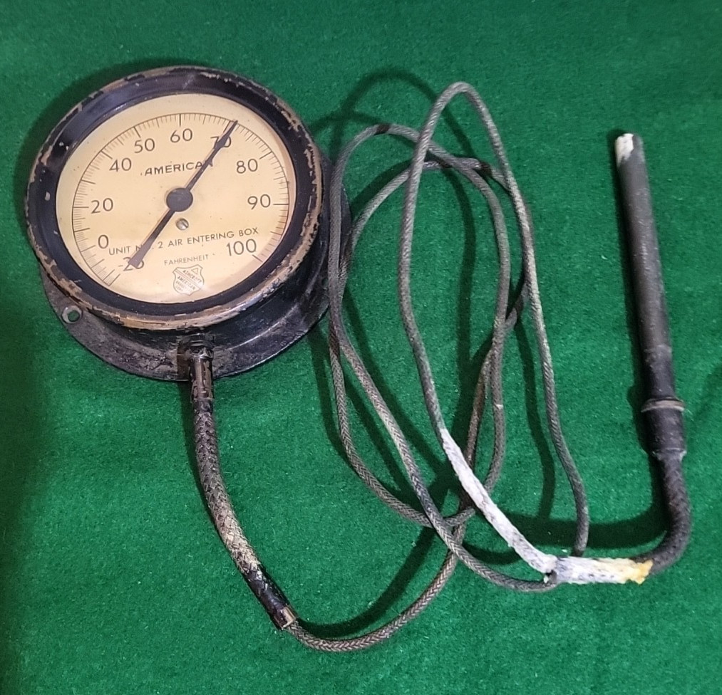 Steampunk Vintage Gauge Gage W/ Probe Ashcroft 5″ Dia. Temperature