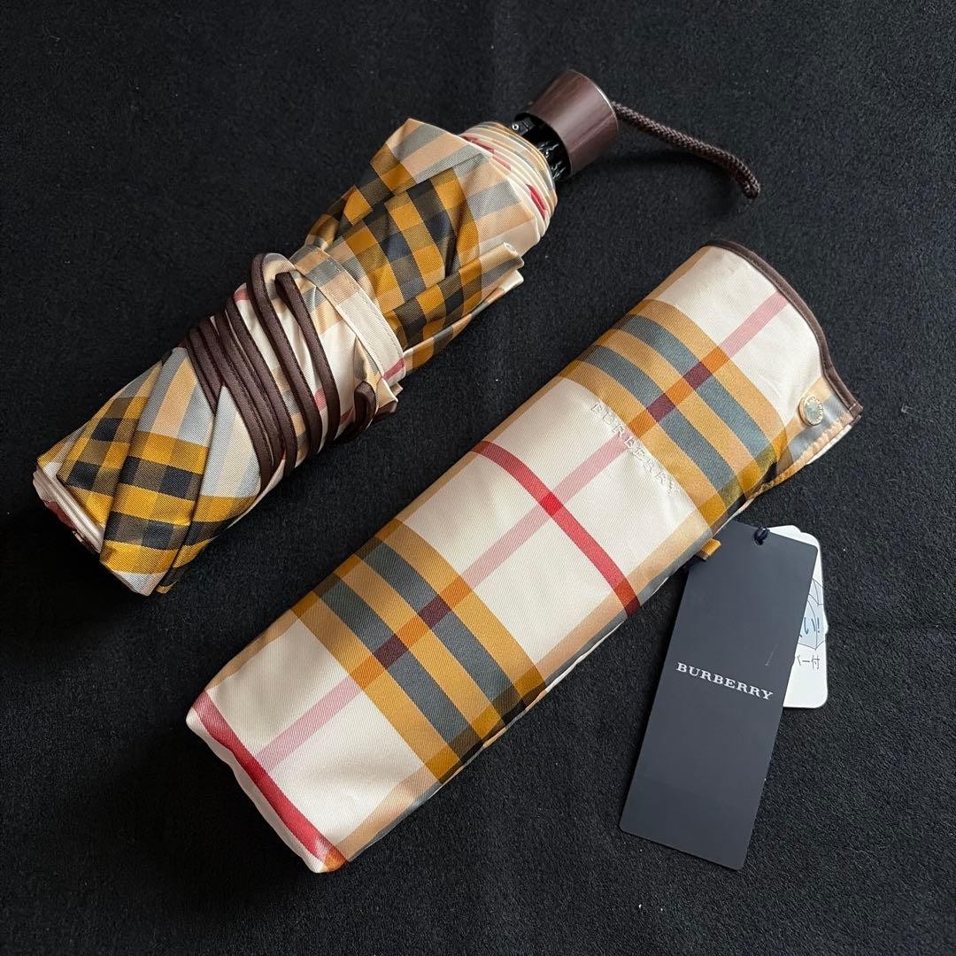 Burberry Folding Umbrella Check Pattern 25cm Length Stylish Used