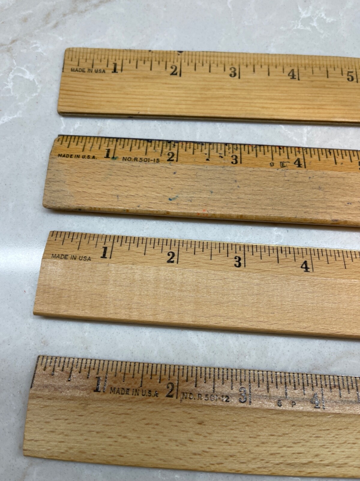 R501 Westcott Lot of 4 Wood Vintage Rulers Made USA 18″ 12″ School