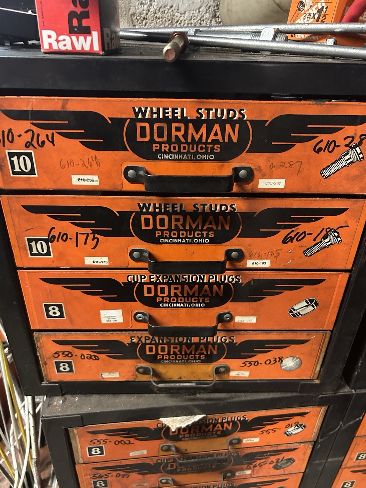 Vintage Dorman Products Wheel Stud & Expansion Plug Parts Cabinet w/ Inventory