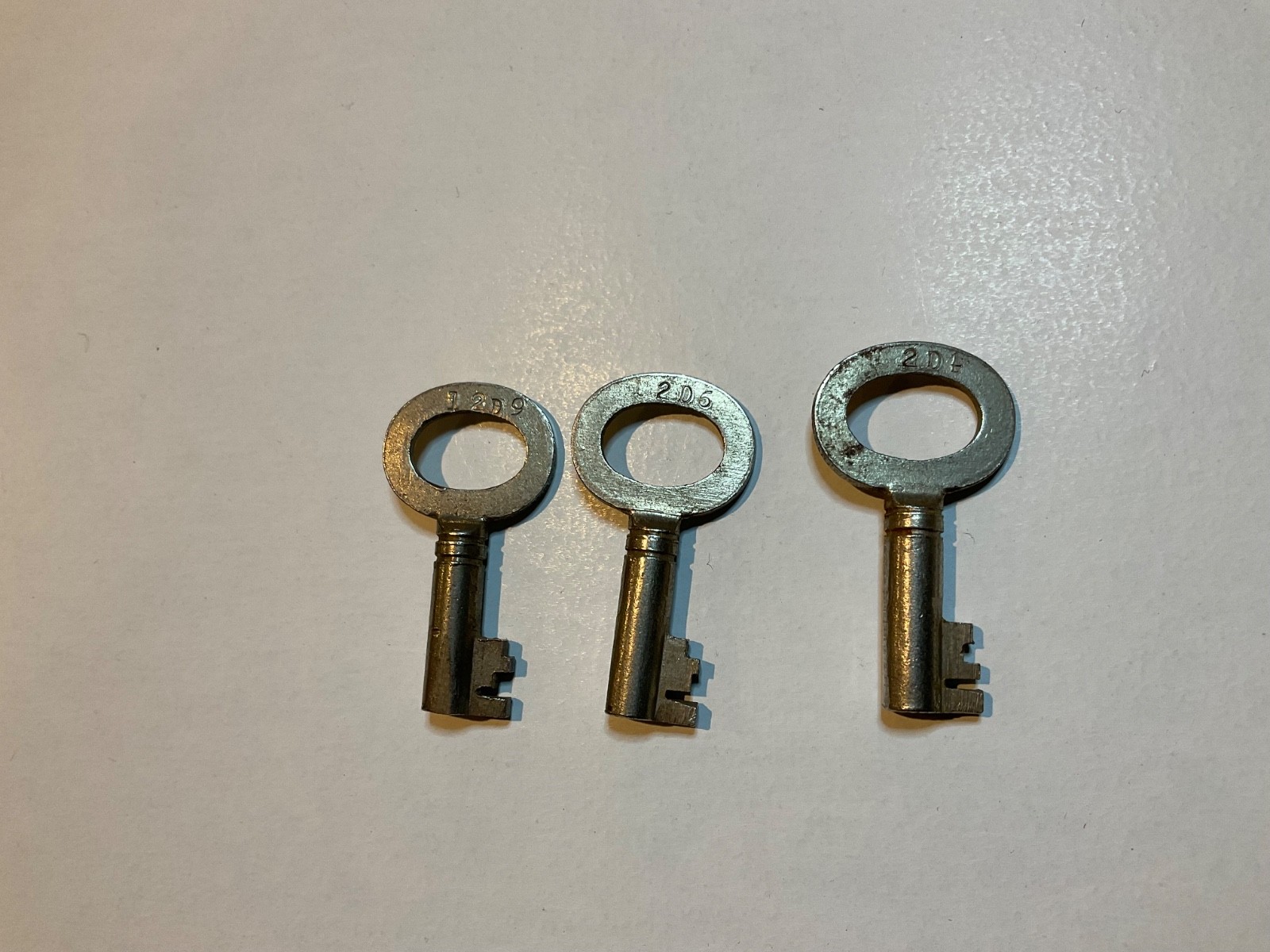 3 Eagle Lock Skeleton Keys # 12D4, 12D6, & 12D9, Cabinets,Trunks, Etc. Lot 1-A7