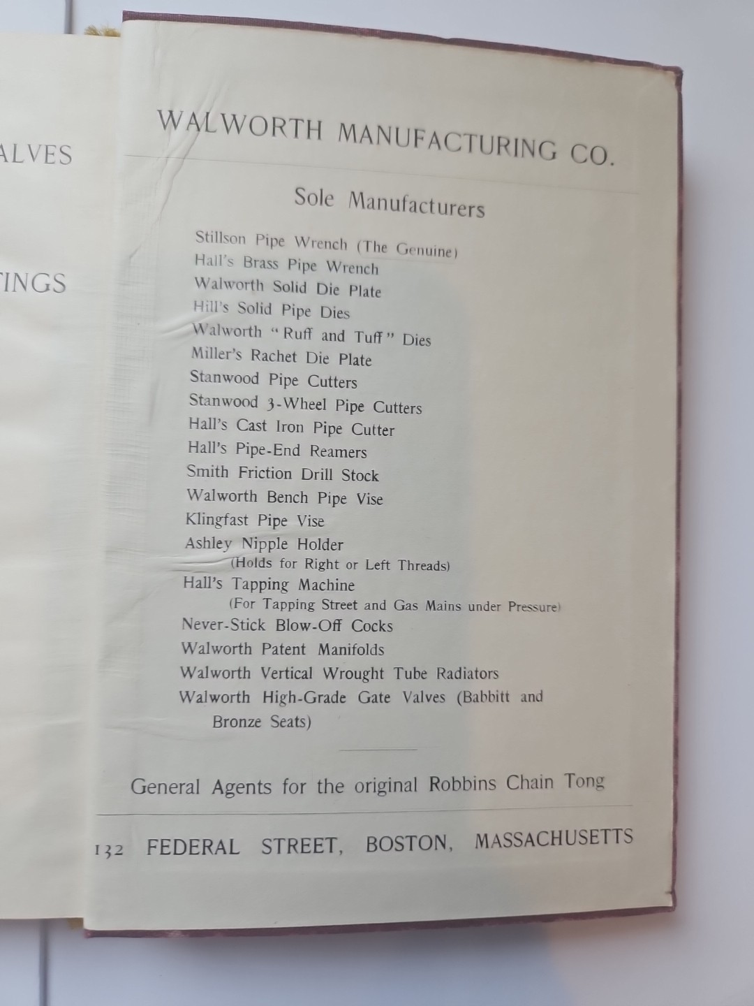 THE GENUINE STILLSON WRENCH Walworth Co. Book TOOLS REVISED 1905