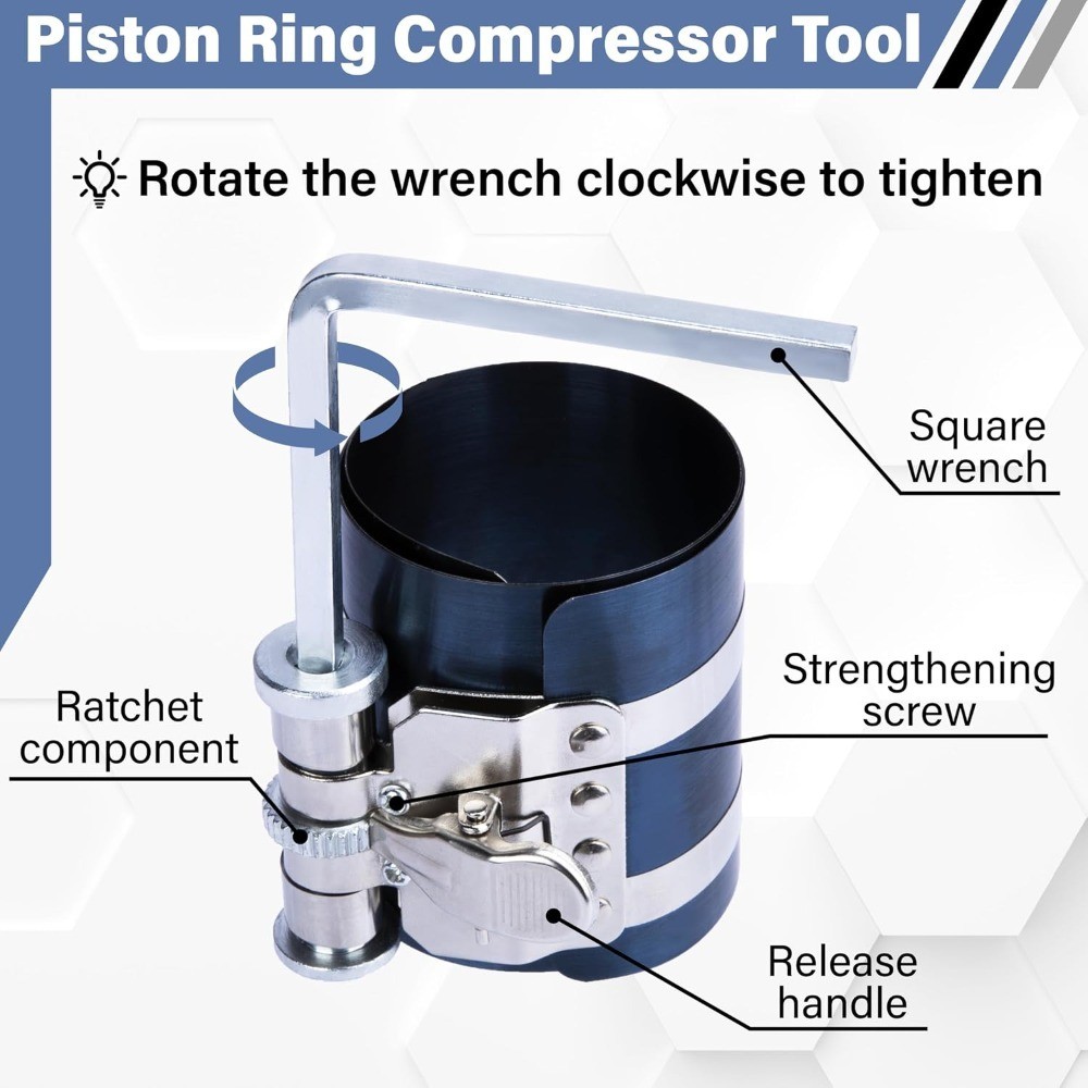 Piston Ring Compressor Tool, Car Engine Piston Ring Installer Removal Kit |