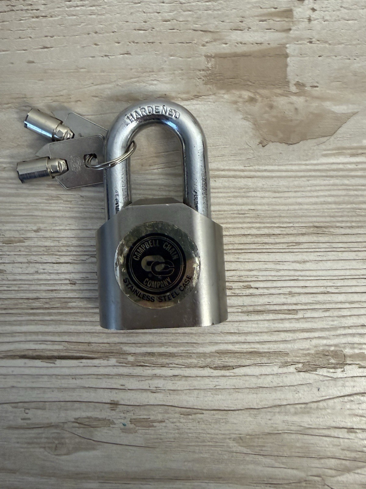 Vintage Campbell Chain Company Stainless Steel Case Lock With Keys