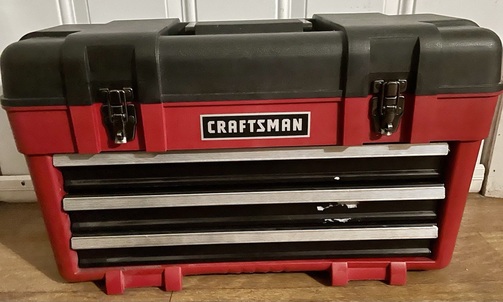 Craftsman Vintage 3 Drawer Hard Plastic Black And Red Tool Box