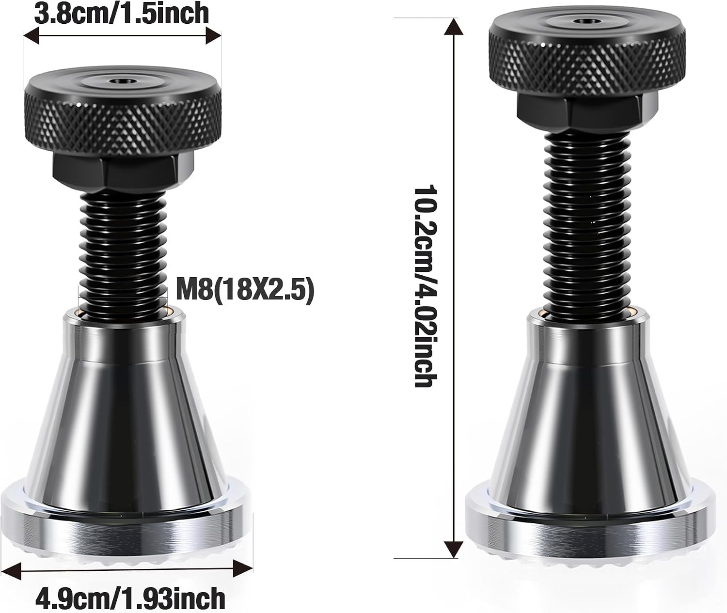4 PCS Adjustable Screw Jack Stands, 2.63″ to 4.02″ Heavy Duty M18 Post Machinist