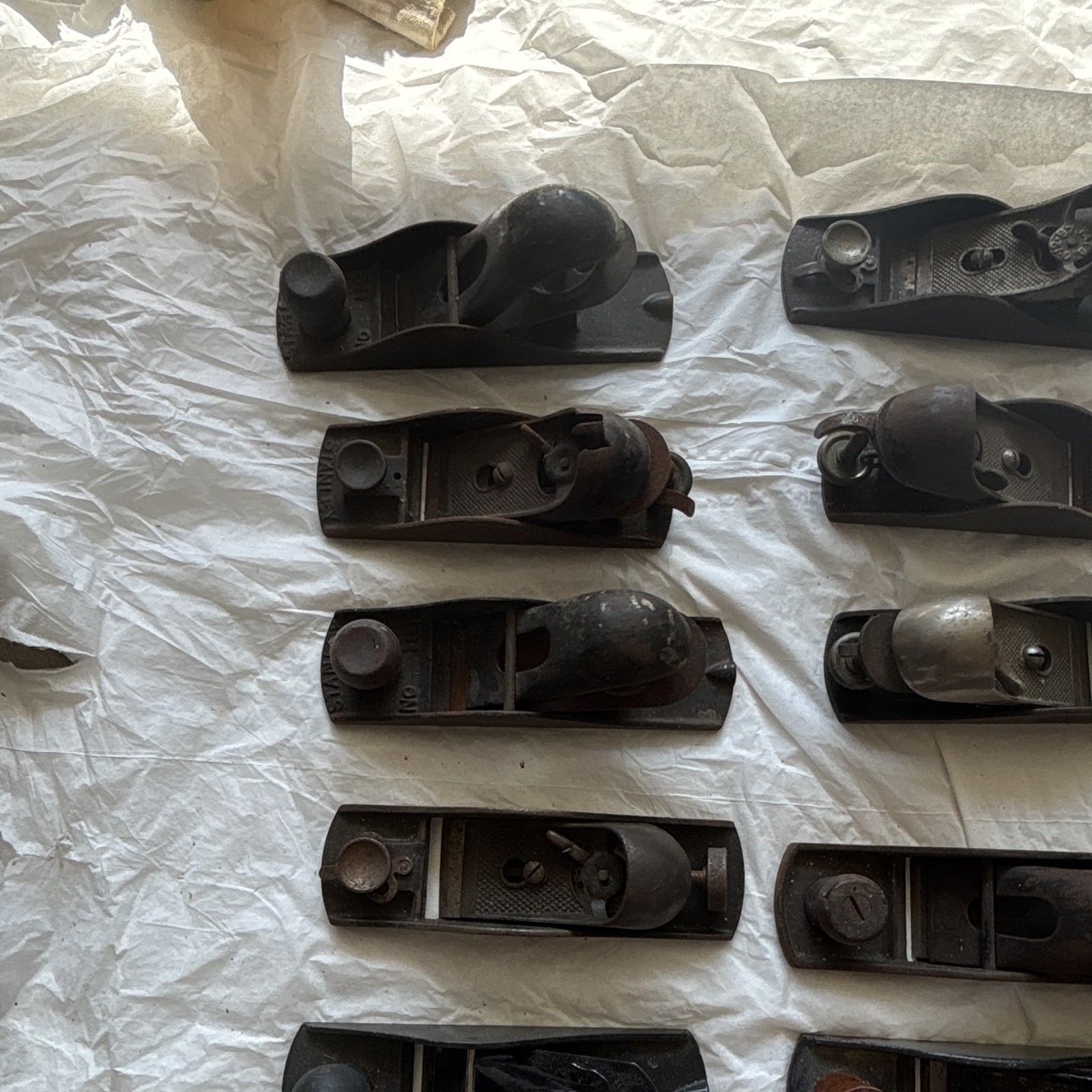 Lot of 10 Vintage Original Metal Woodworking Hand Planes – See Photos