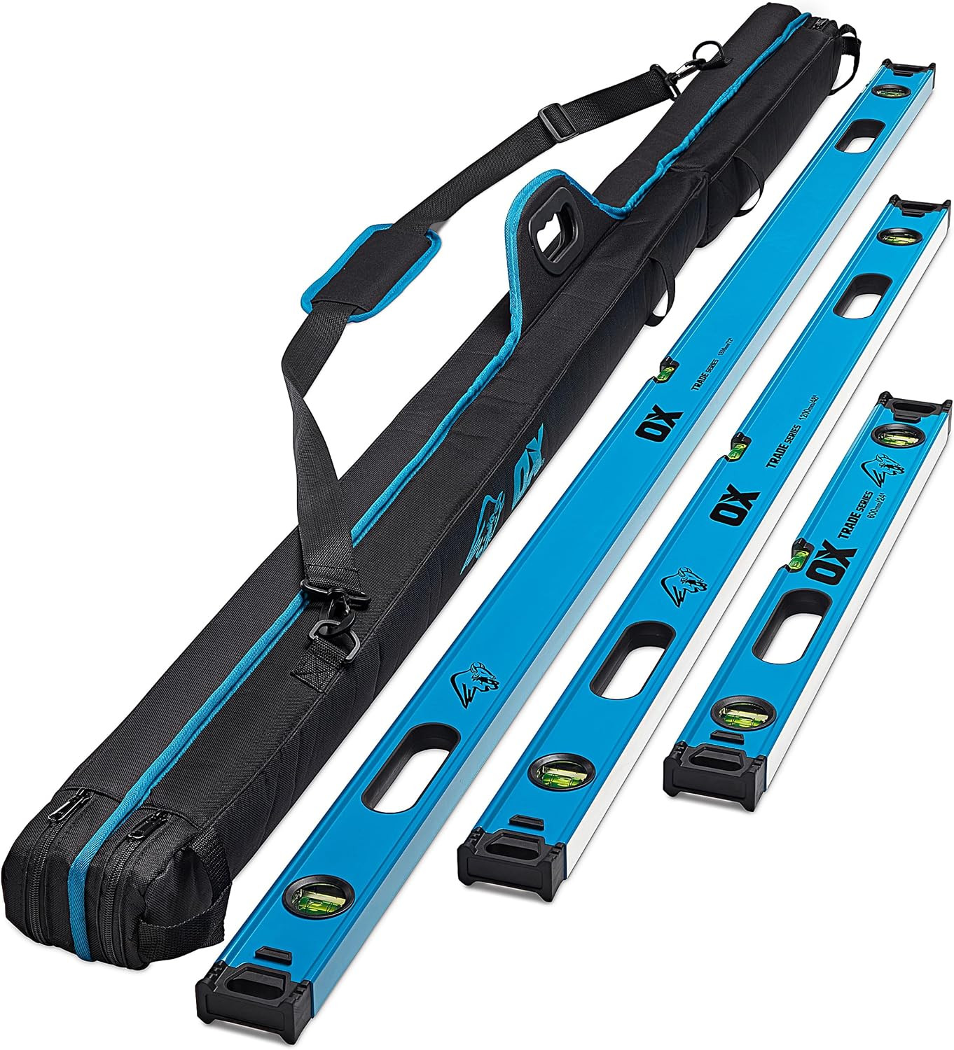 Professional 3-Piece Level Set with Case – 2Ft, 4Ft, 6Ft Aluminum Levels