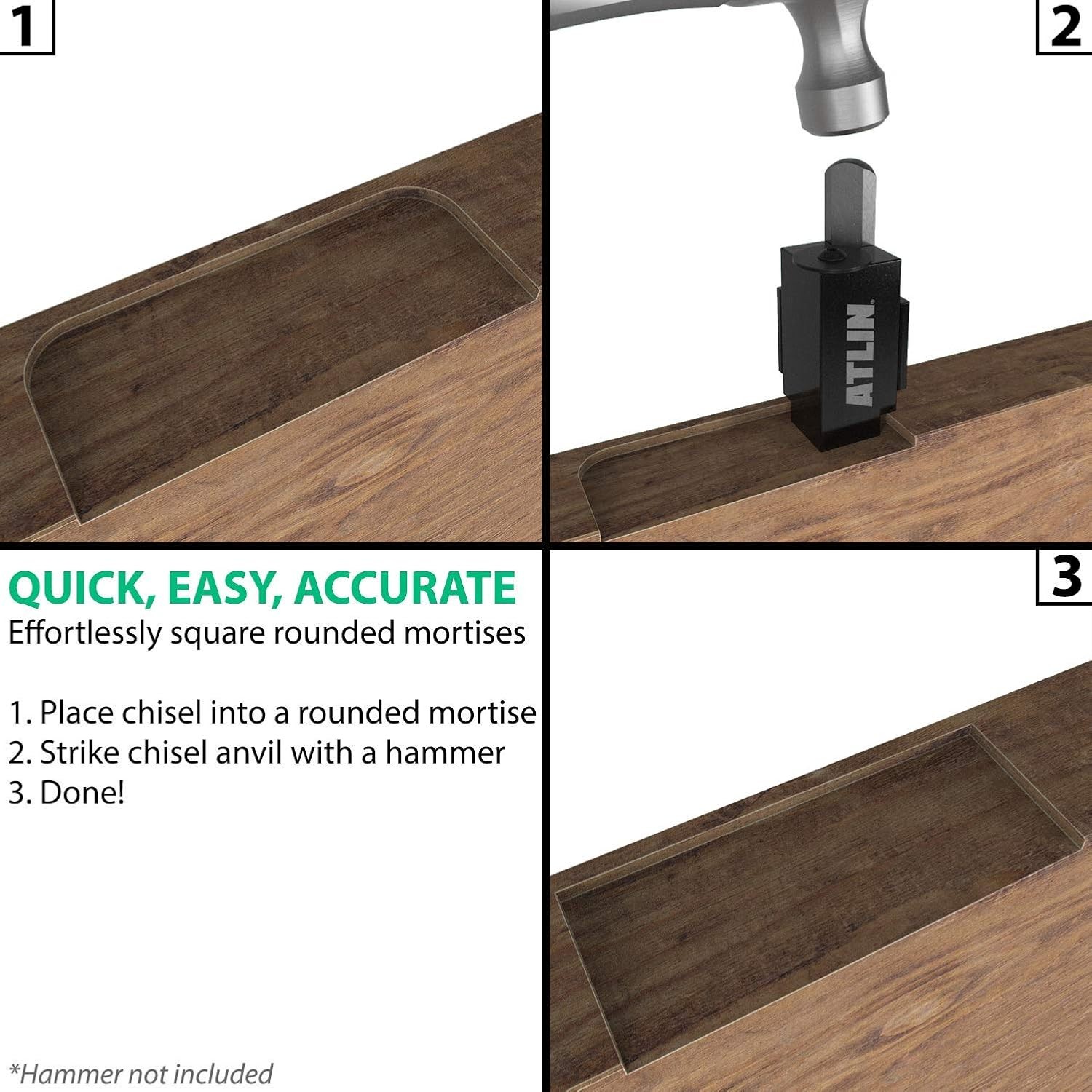 Square Mortise Chisel Set – Corner Chisel for Hinge Mortises Door Installation