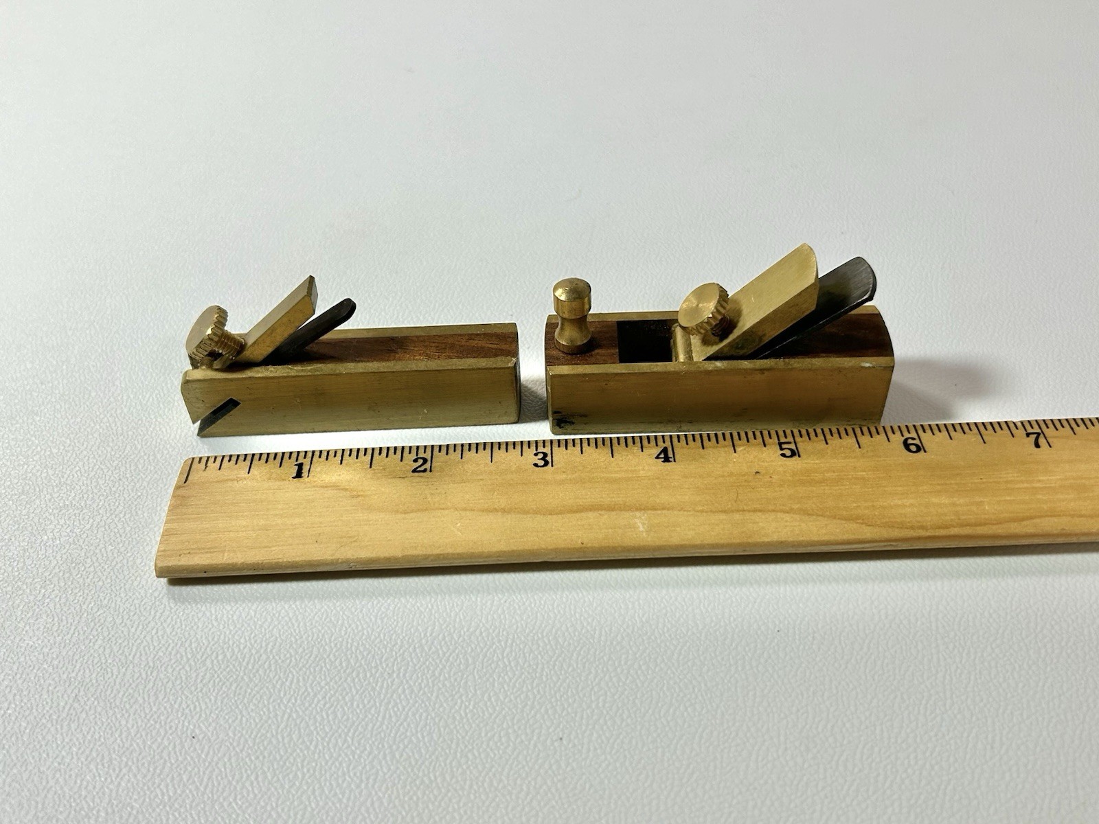 Lot of 2 Micro Brass Plane Standard Scraper in Wood Box