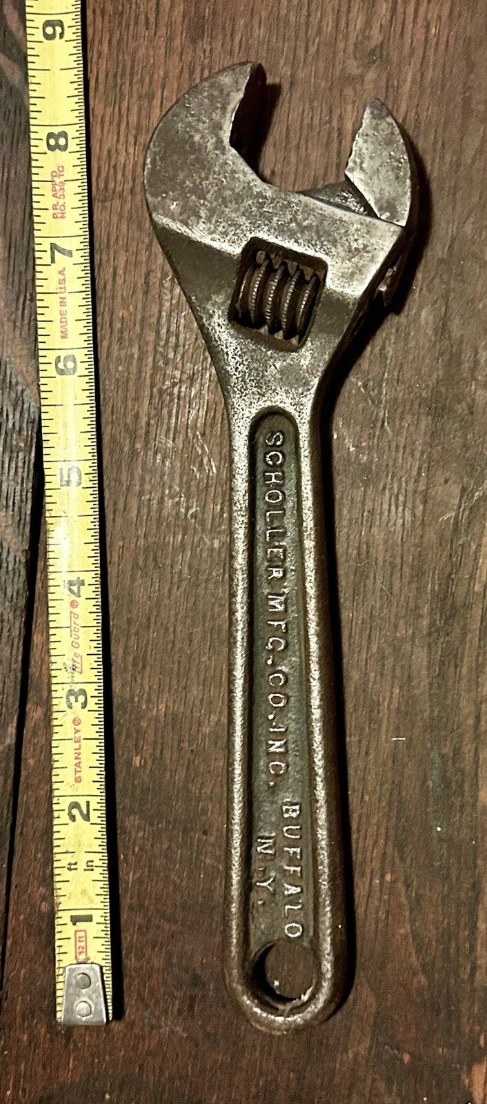 Ant/Vtg SCHOLLER USA Buffalo, NY USA 8″ Adjustable Wrench black oxide finish