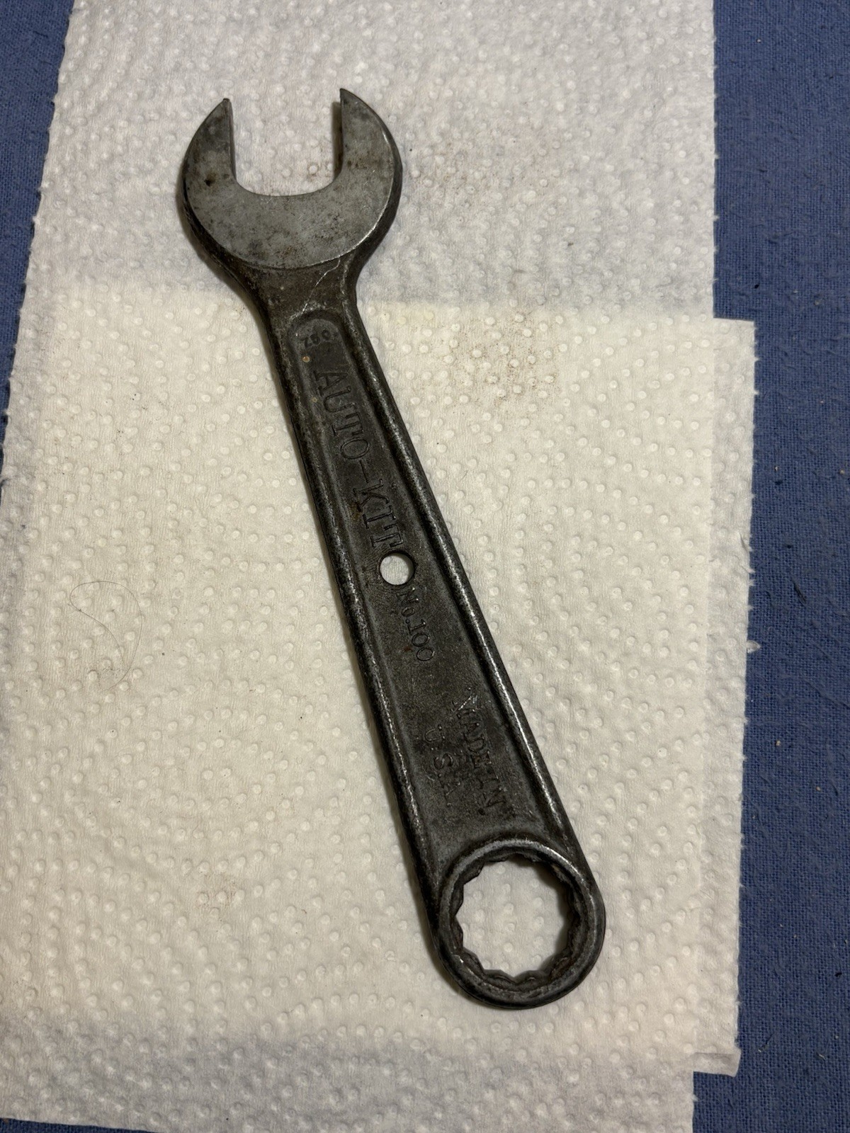 Vintage AUTO-KIT No. 100 Open/Closed End Wrench Tool (7/8” and 3/4”)