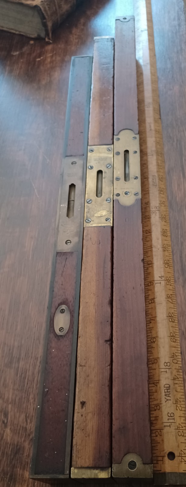 Stratton Bros. No. 1 Brass Bound Rosewood Level 24″ circa 1888, PLUS 2 Stanleys!