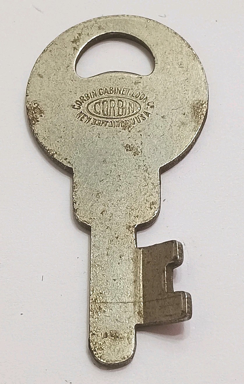 Vtg Corbin Key # K107 Corbin Cabinet Lock Company New Britain CT USA, Free S&H