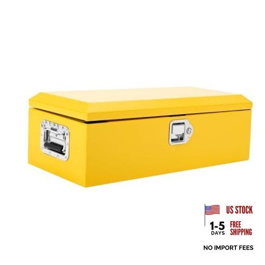 Heavy Duty Steel Truck Bed Tool Box, Powder-Coated Diamond Plate Storage Chest