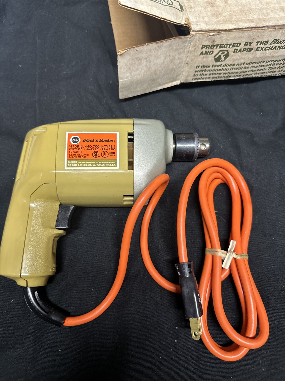 Black And Decker 1/4” Drill 120 Volts Ac -2500 Rpm VINTAGE!