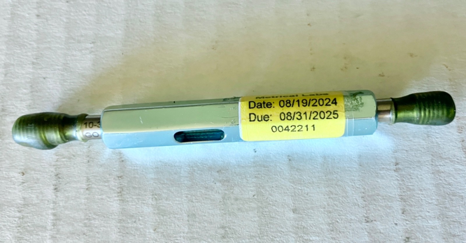VERMONT 10-32 NF 3 THREAD PLUG GAGE #10 .190 GO NO GO P.D.’S = .1697 & .1716