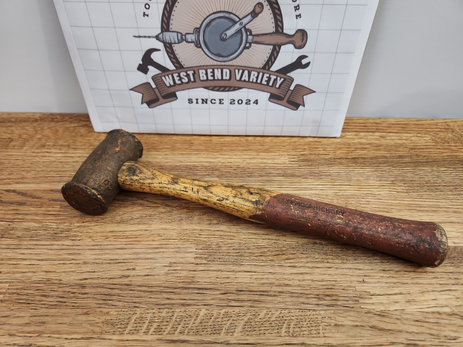 Temco Copper Head with Hickory Handle Hammer #2 Non Spark USA