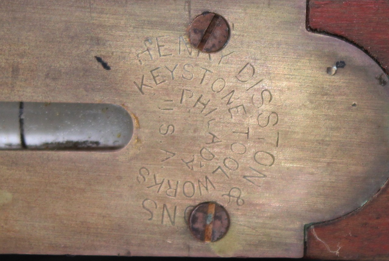 H. Disston & Sons-Keystone Tool Works-Wood Level & Brass-Read Horizontal Or Vert