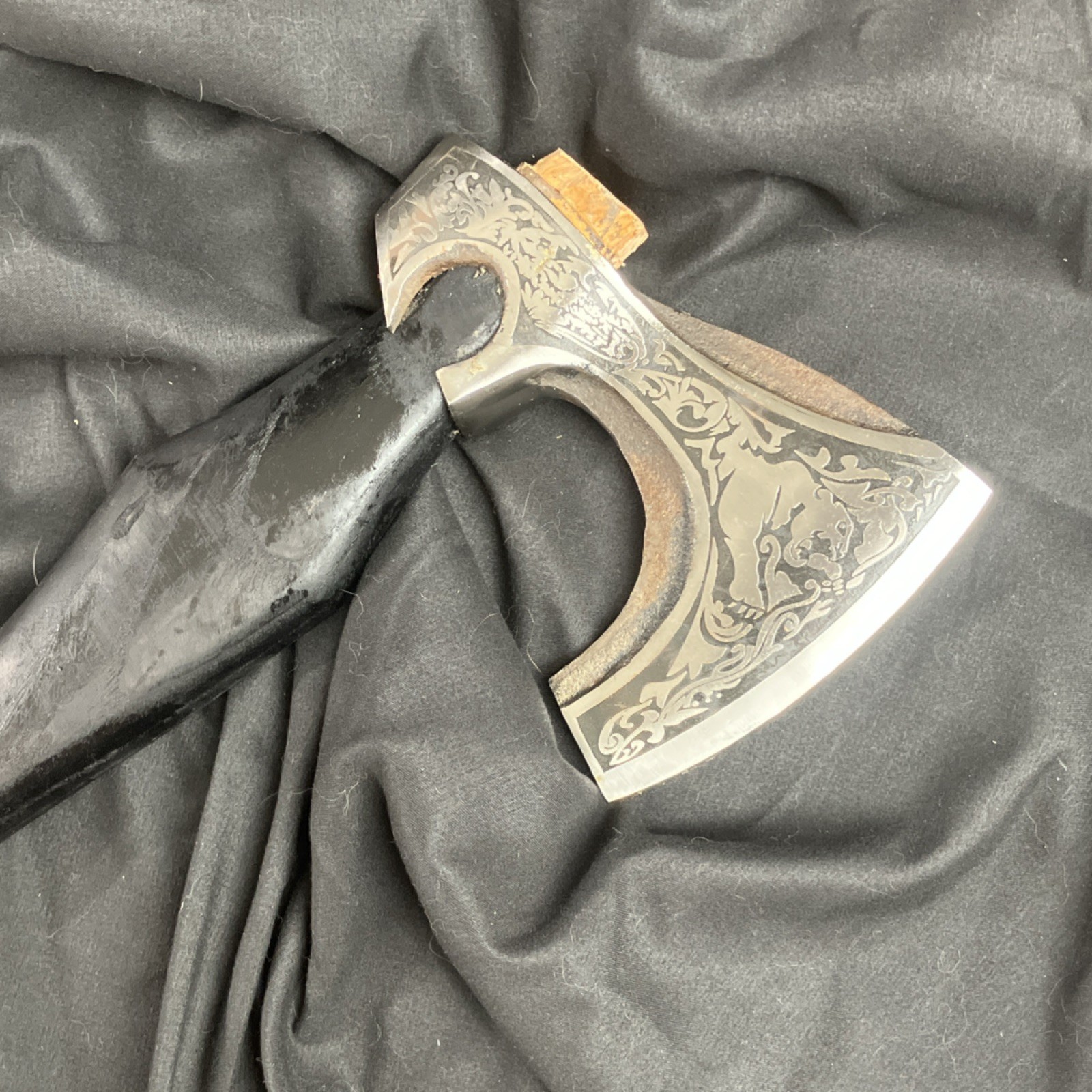 Shiny Crafts Viking Engraved Axe Leather Sheath hatchet camping survivalist￼