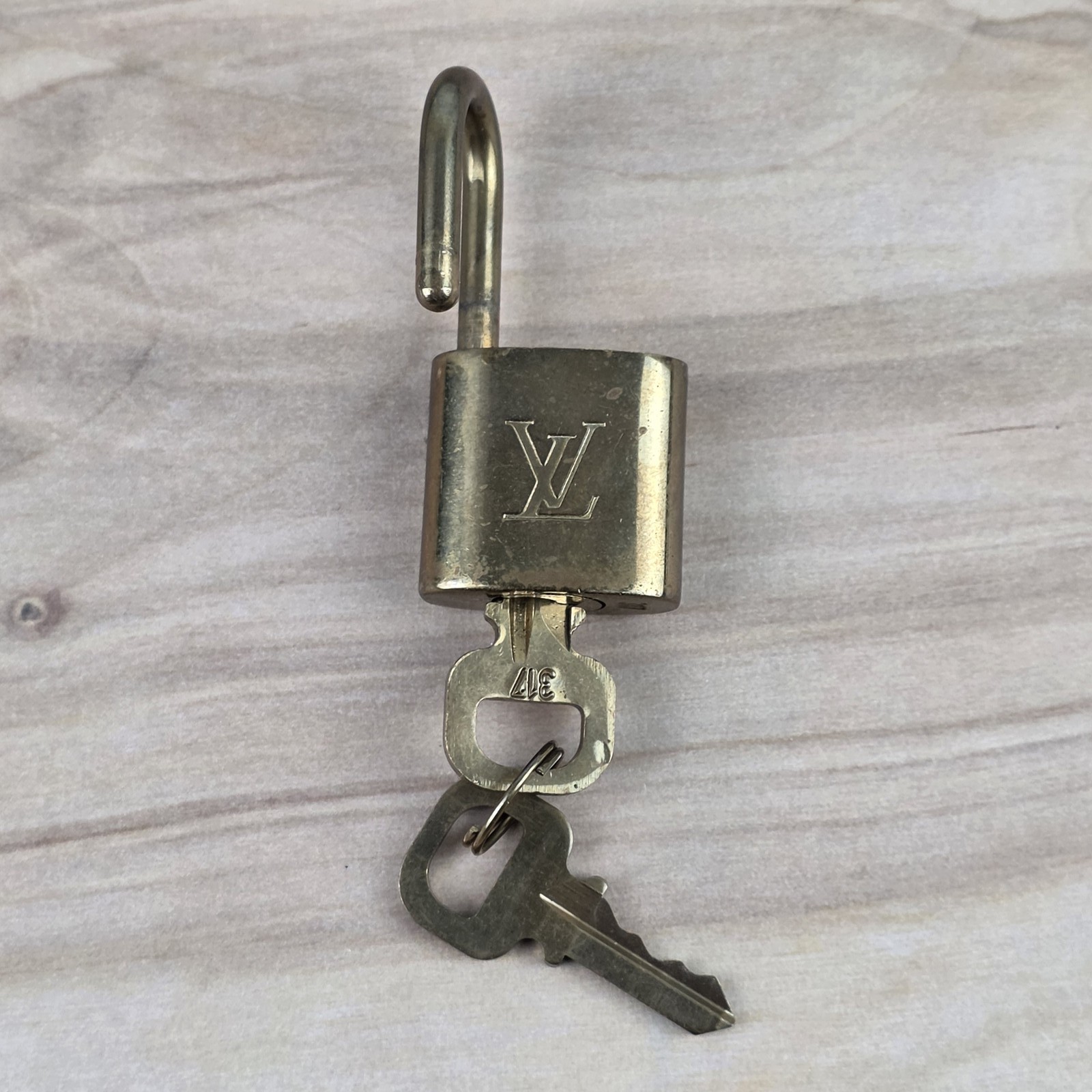 Authentic Louis Vuitton Padlock & 2 Keys Set #317 Made in France Luggage Lock