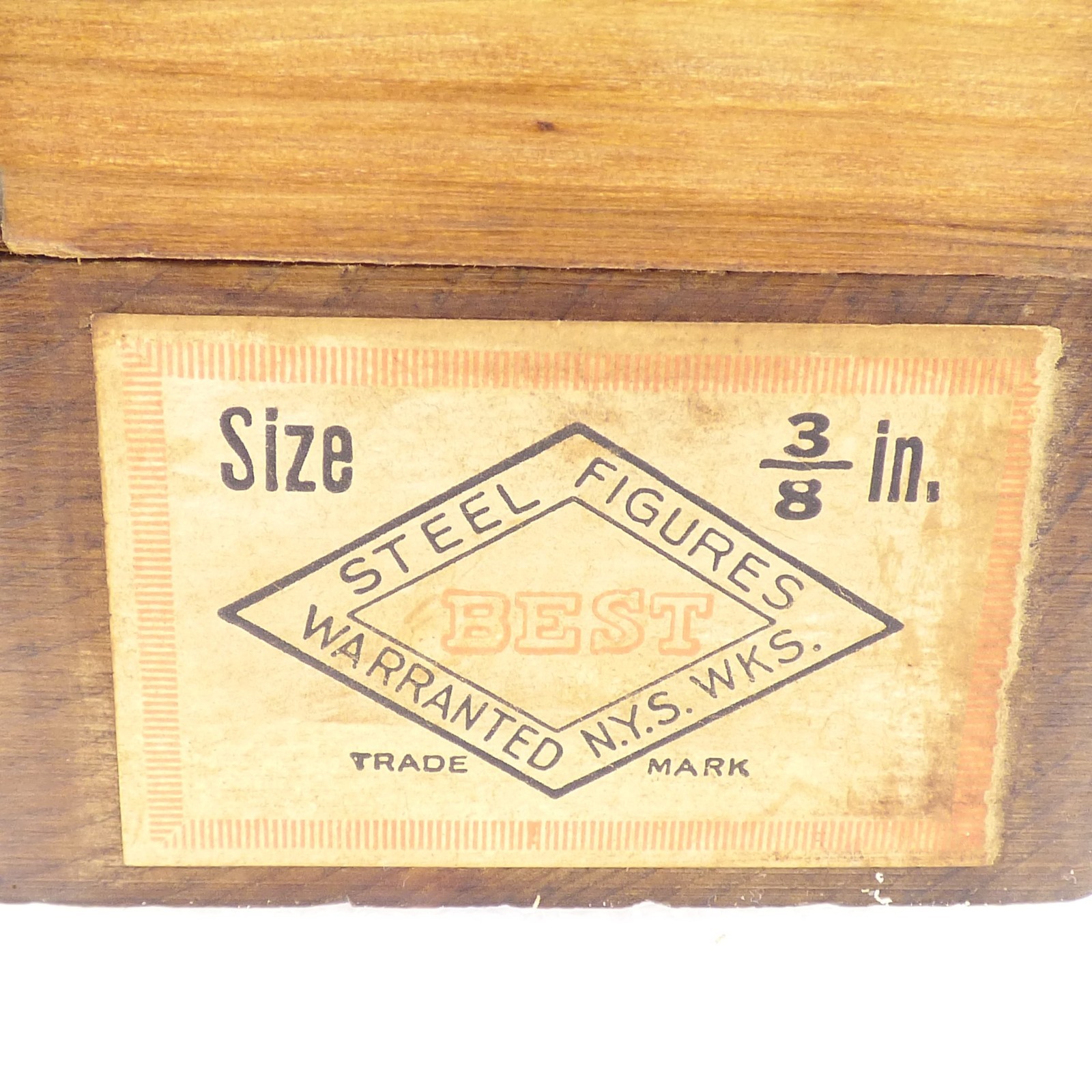 Best steel figures warranted n.y.s. wks. number stamps size 3/8 inch