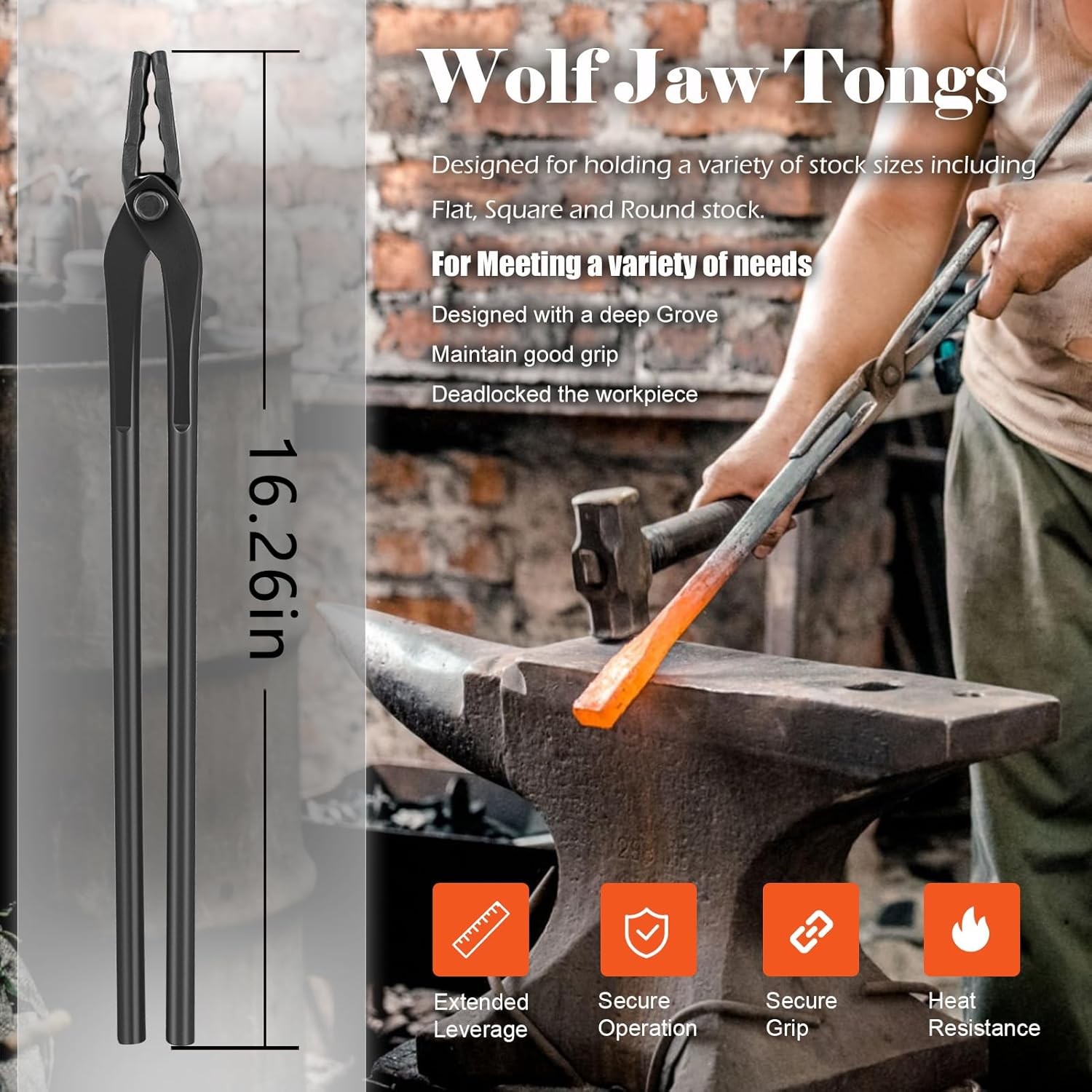 Blacksmith Tongs Set Knife Making Forge Tongs for Bladesmithing & Blacksmithing
