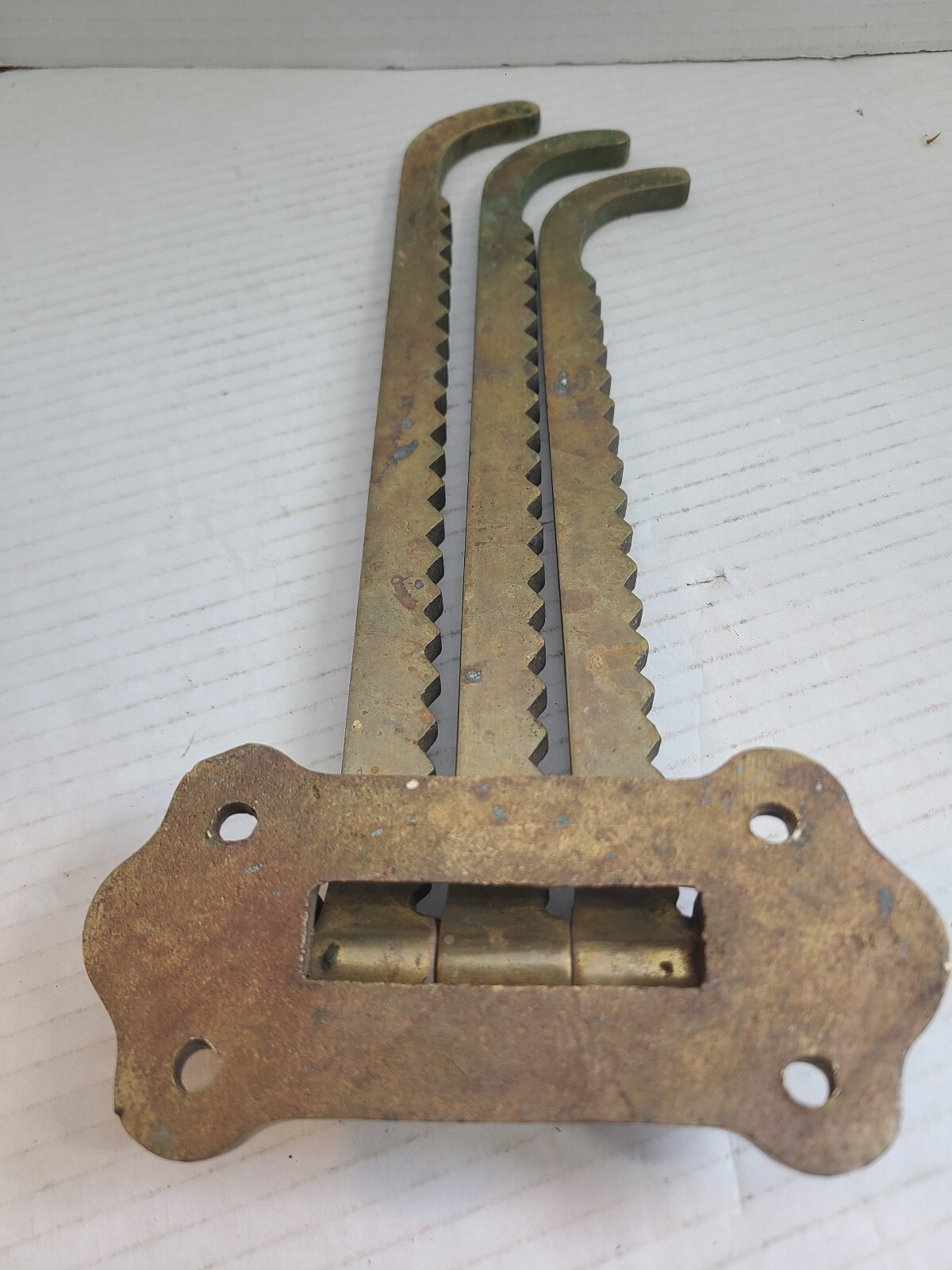 Antique Brass Heavy 3 Arm Swinging Towel Bar Coat Rack Victorian Early 1900s