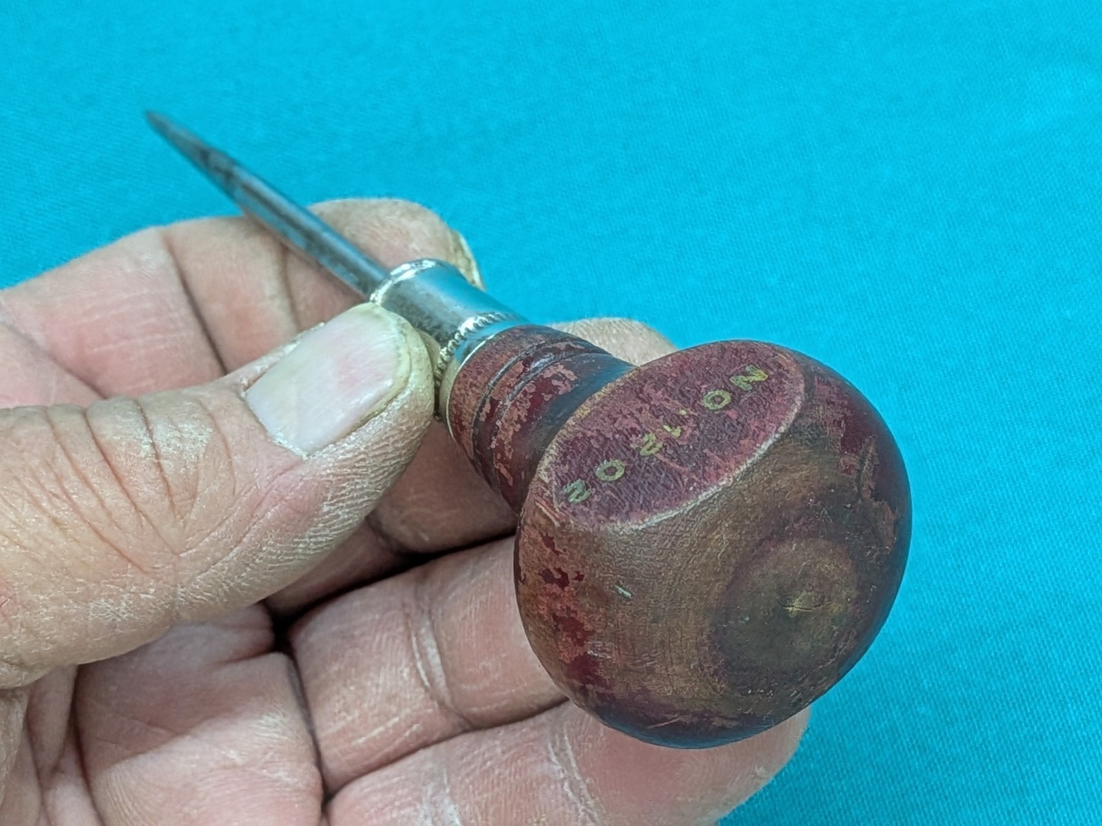 Vintage Stanley Defiance No. 1202 Scratch Awl Burgundy Wood Handle USA 1930s-40s