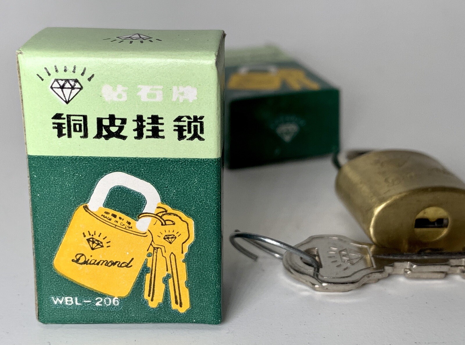 2pcs Vintage NOS Diamond Brand Luggage Padlocks 1 1/4” Tall: Brass 2 Locks NIB