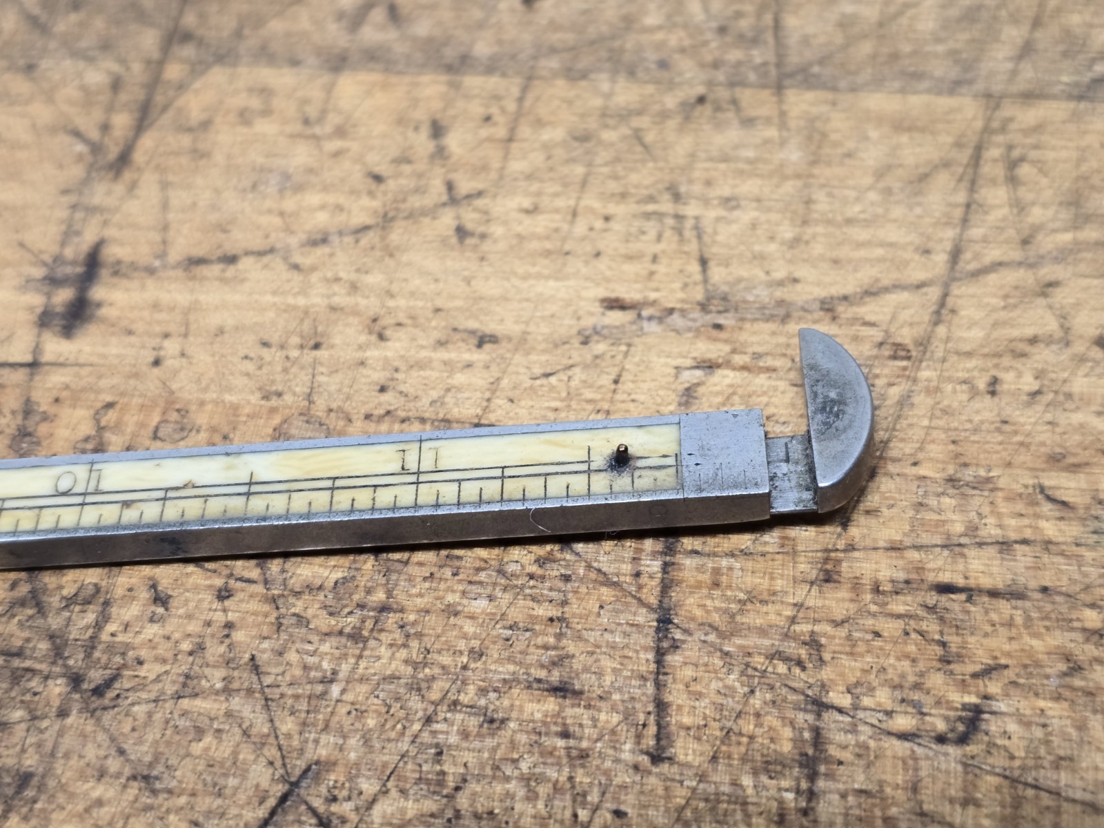 Vintage Stanley No. 40 German Silver And Bone Four-Fold 12″ Ruler With Caliper