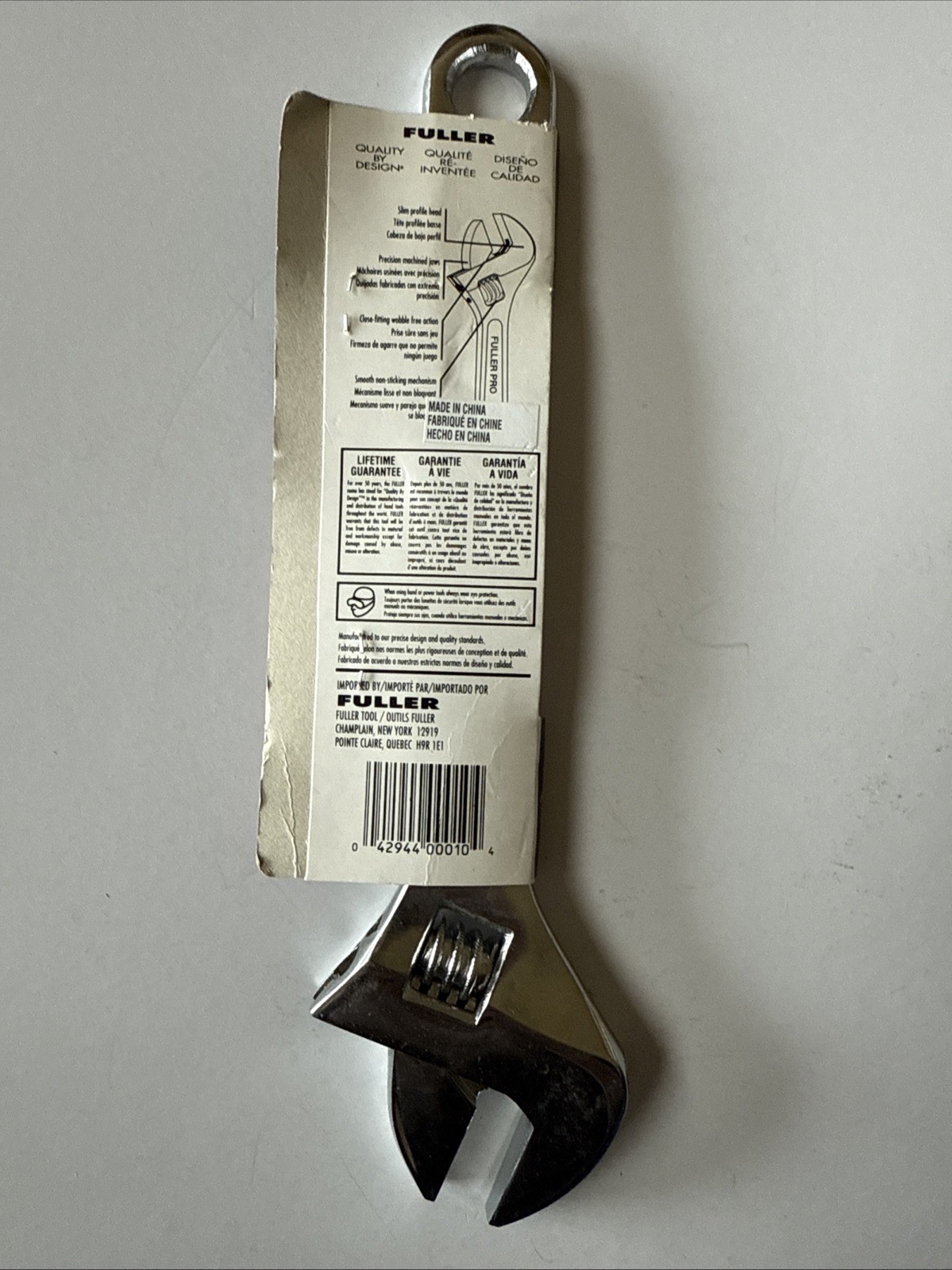 NOS Fuller Pro 10″ Adjustable Wrench Chrome Vanadium Forged Steel 415-0010