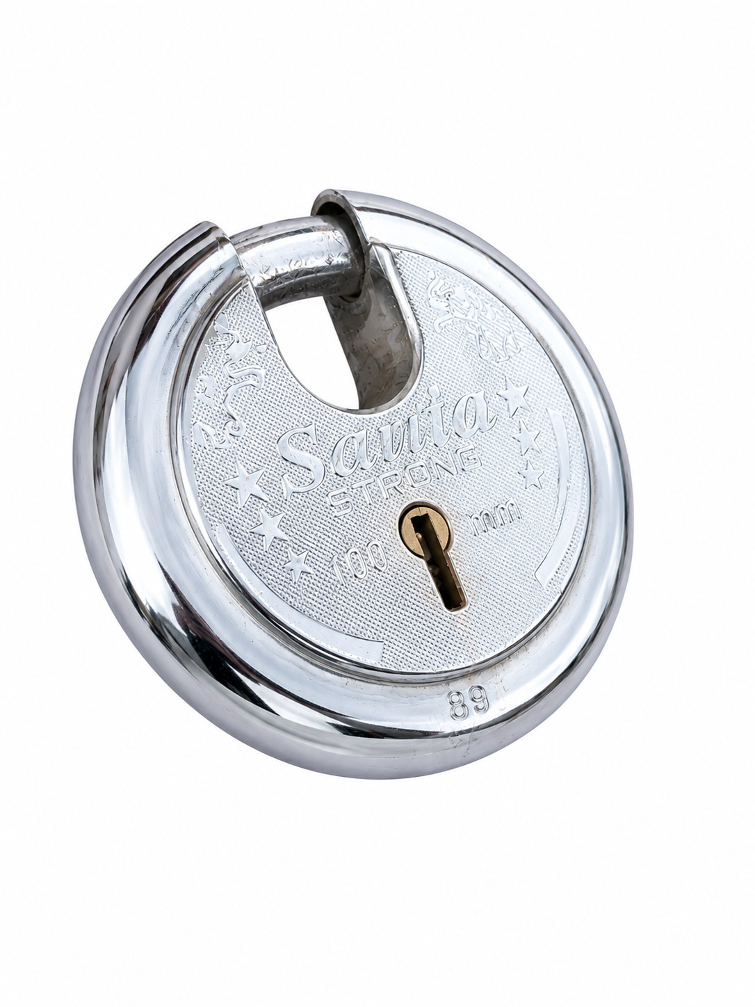 Saalox Strong 100mm Heavy Duty Round Disc Padlock High Security Lock with Keys