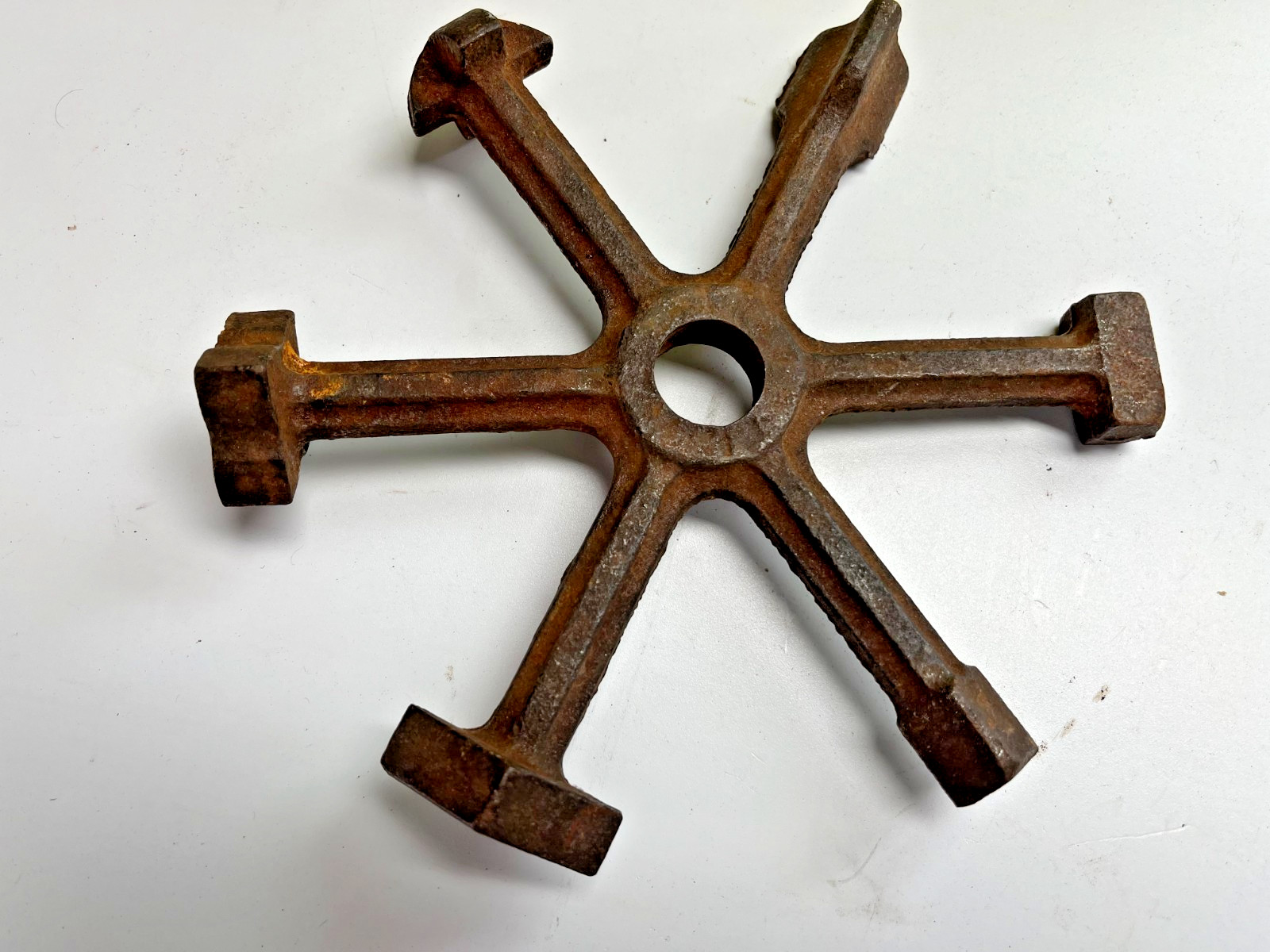 Vintage Cast Iron Industrial Oil Field Oil Tank Key 6 in One Collectible Tool!