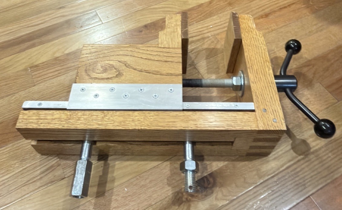 Vintage Original Custom Handcrafted Tabletop Bench Vise Wood & Metal – Unique!