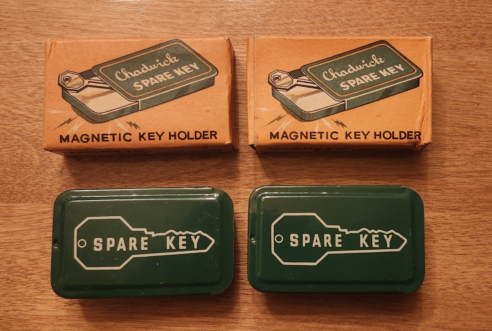 A Pair of Collectible Vintage Chadwick Metal Spare Key Holders in Original Boxes
