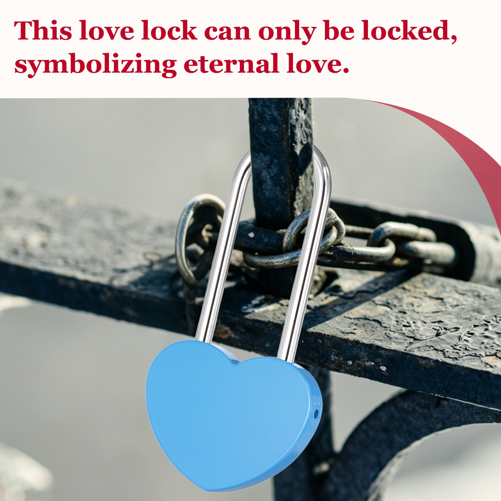 10Pcs 4″ (100mm) Love Heart Lock Alloy Steel Keyless, Blue