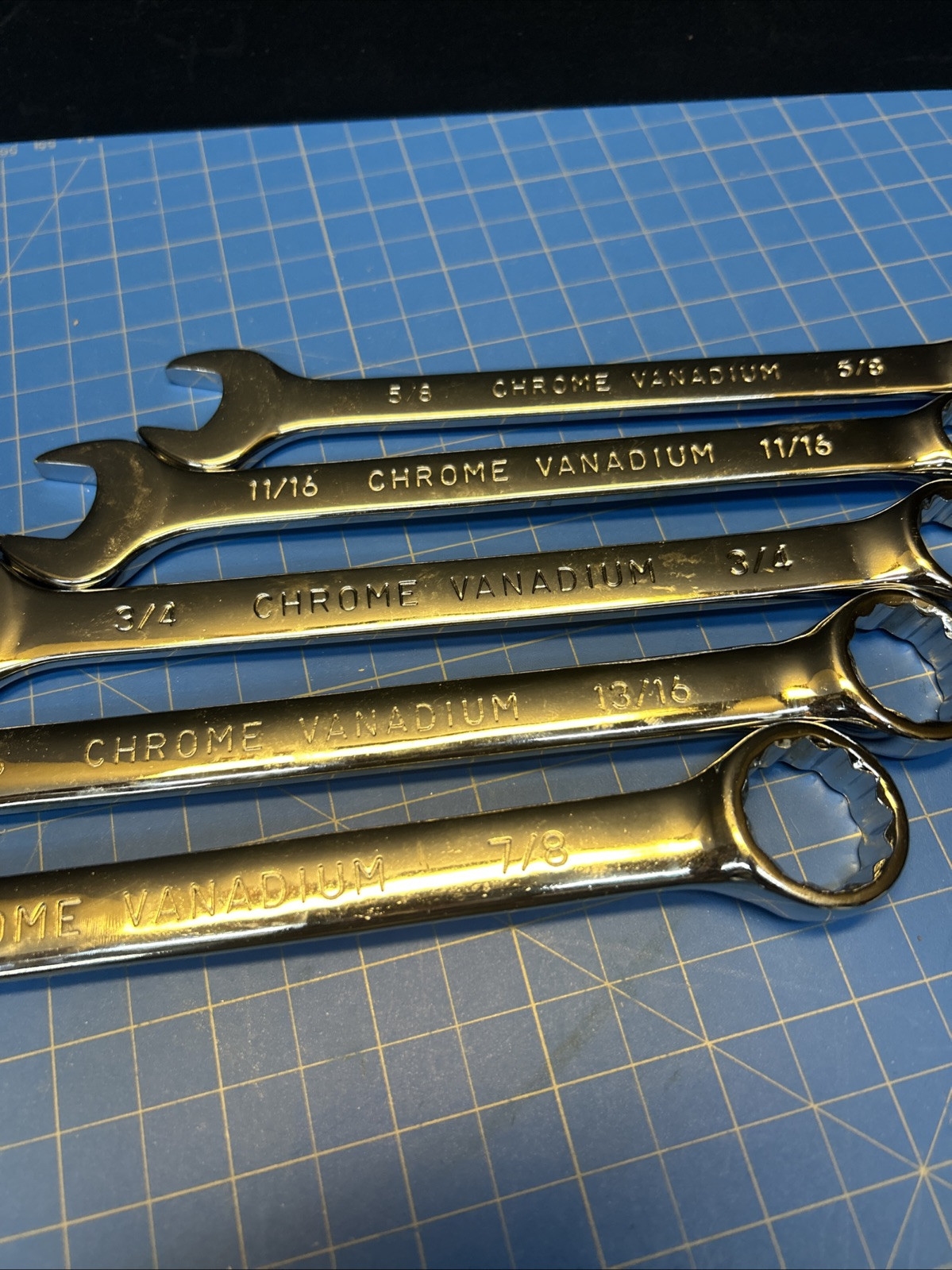 Mixed Lot Of Stanley Combination Wrenches Set Of 5 7/8, 13/16, 3/4, 11/16,5/8