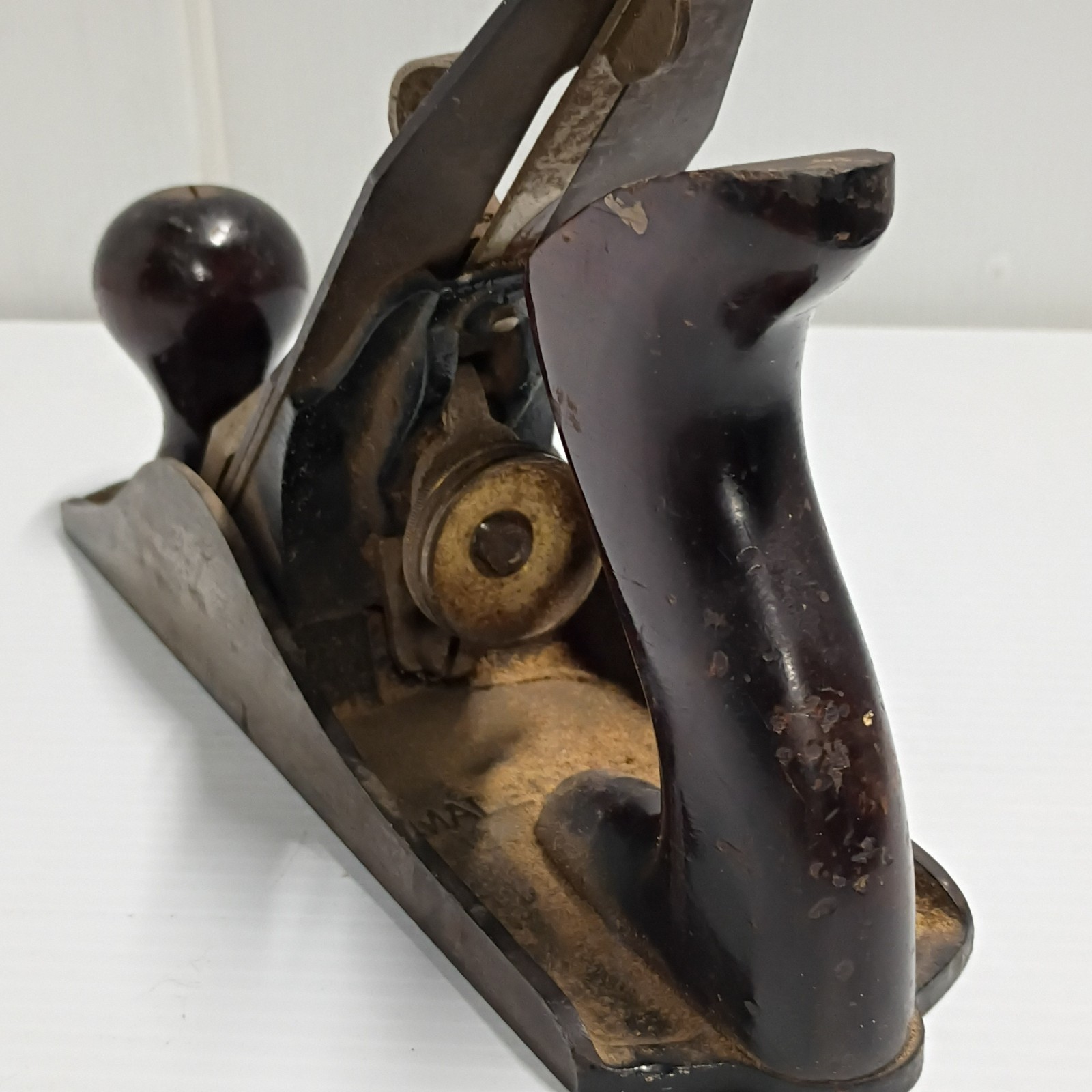 Stanley Bailey Vintage Original Metal Woodworking Hand Plane Wood Handle