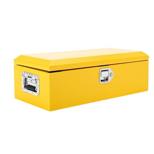 Heavy Duty Steel Truck Bed Tool Box, Powder-Coated Diamond Plate Storage Chest