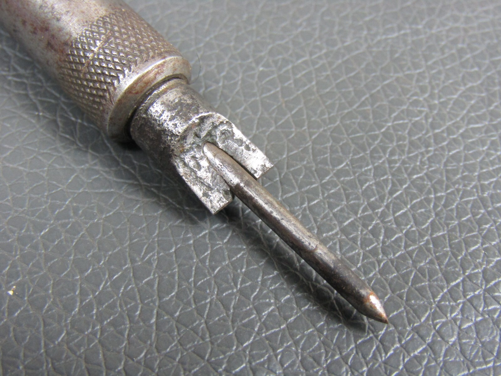 Vintage unusual patent sprung awl & screwdriver turnscrew