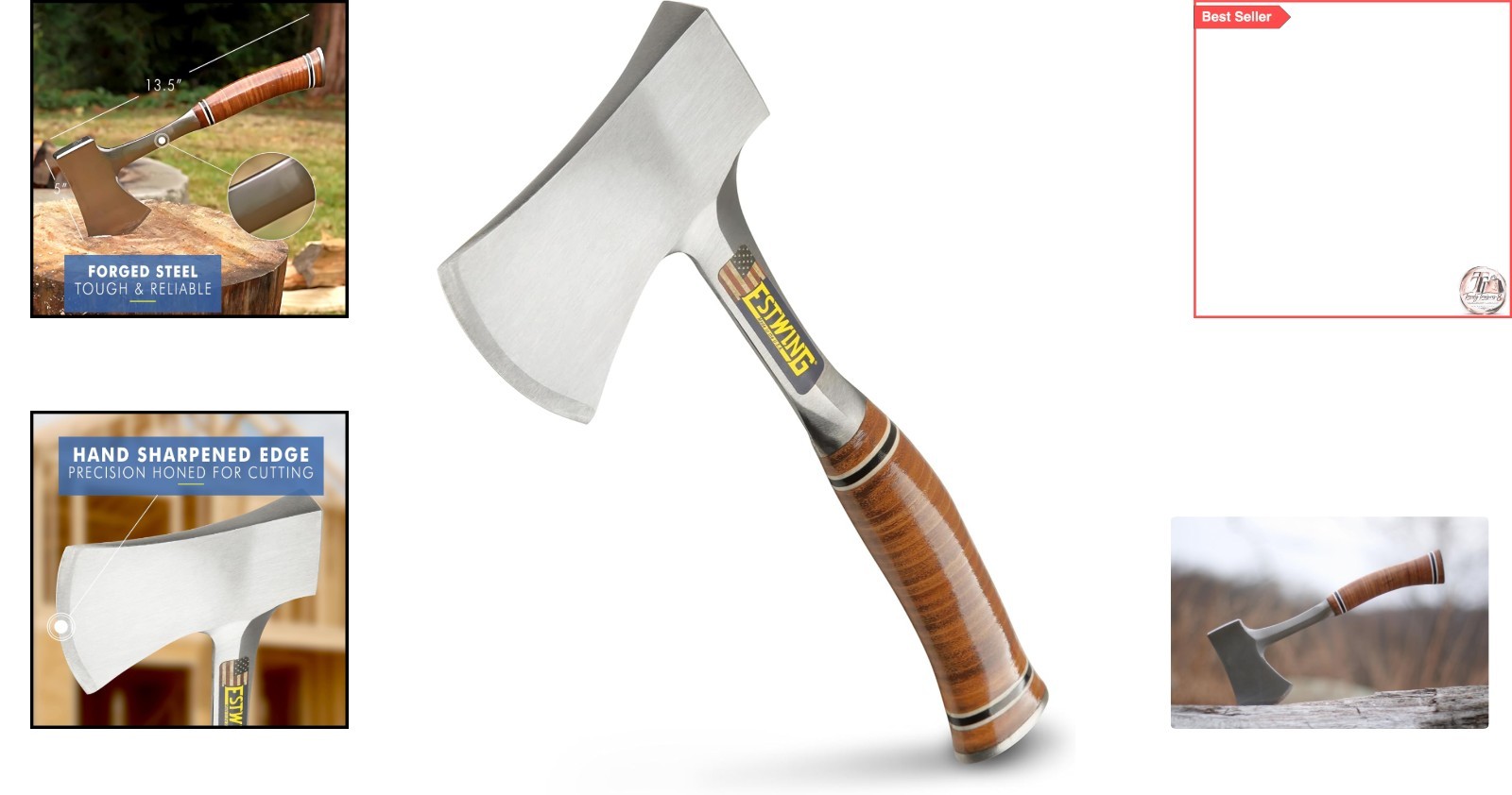 Sportsman’s 14″ Forged Steel Camping Hatchet with Leather Grip