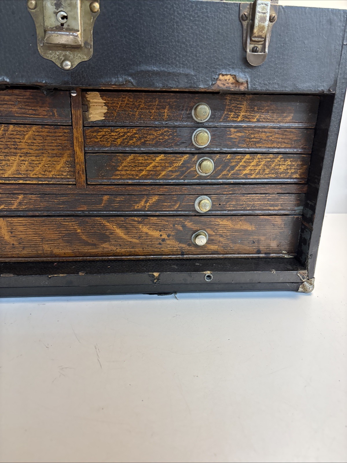 Vintage H. Gerstner & Sons Dayton Ohio Wooden Machinist Tool Chest 7 Drawer