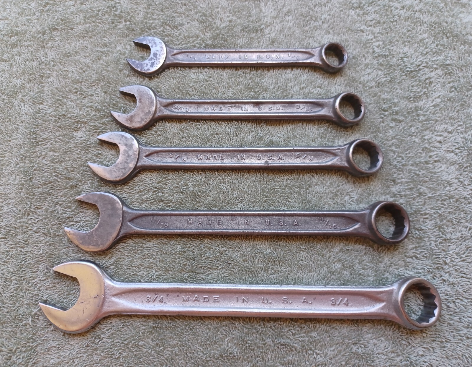 Select Forged Steel Set of 5 12pt Combination Wrenches 1/2″ thru 3/4″ USA